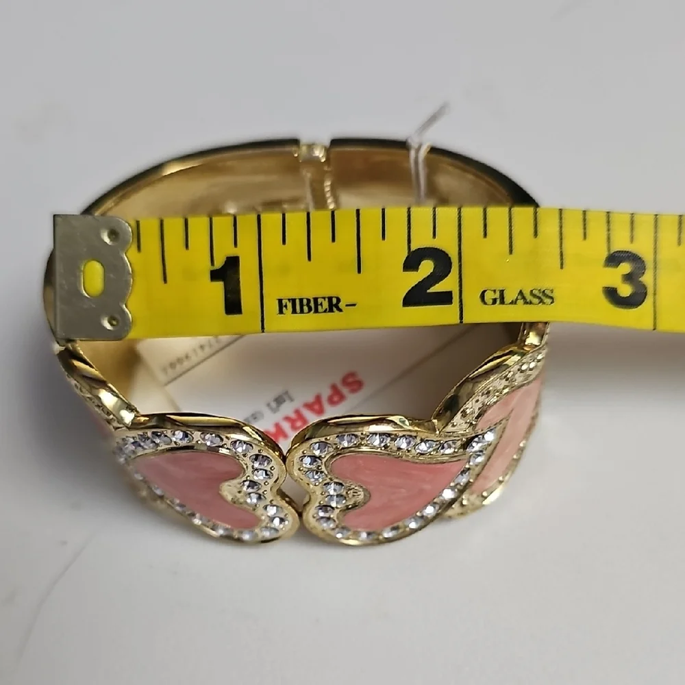 Crystal Glass Stone 3-color Epoxy In Gold Bangle Bracelet